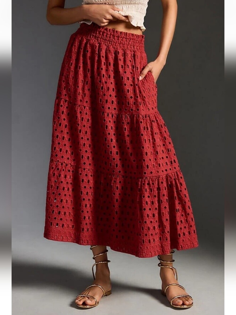 Anthropologie The Somerset Maxi Skirt Eyelet Edition Size M New